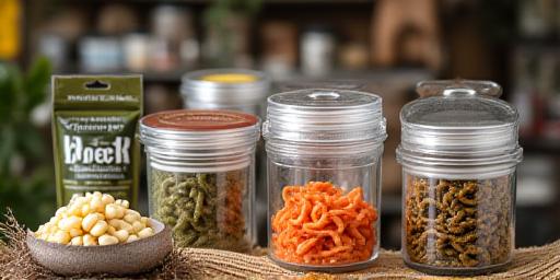 Sustainable natural bait alternatives displayed in the tackle shop
